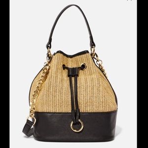 JustFab basket weave bucket bag